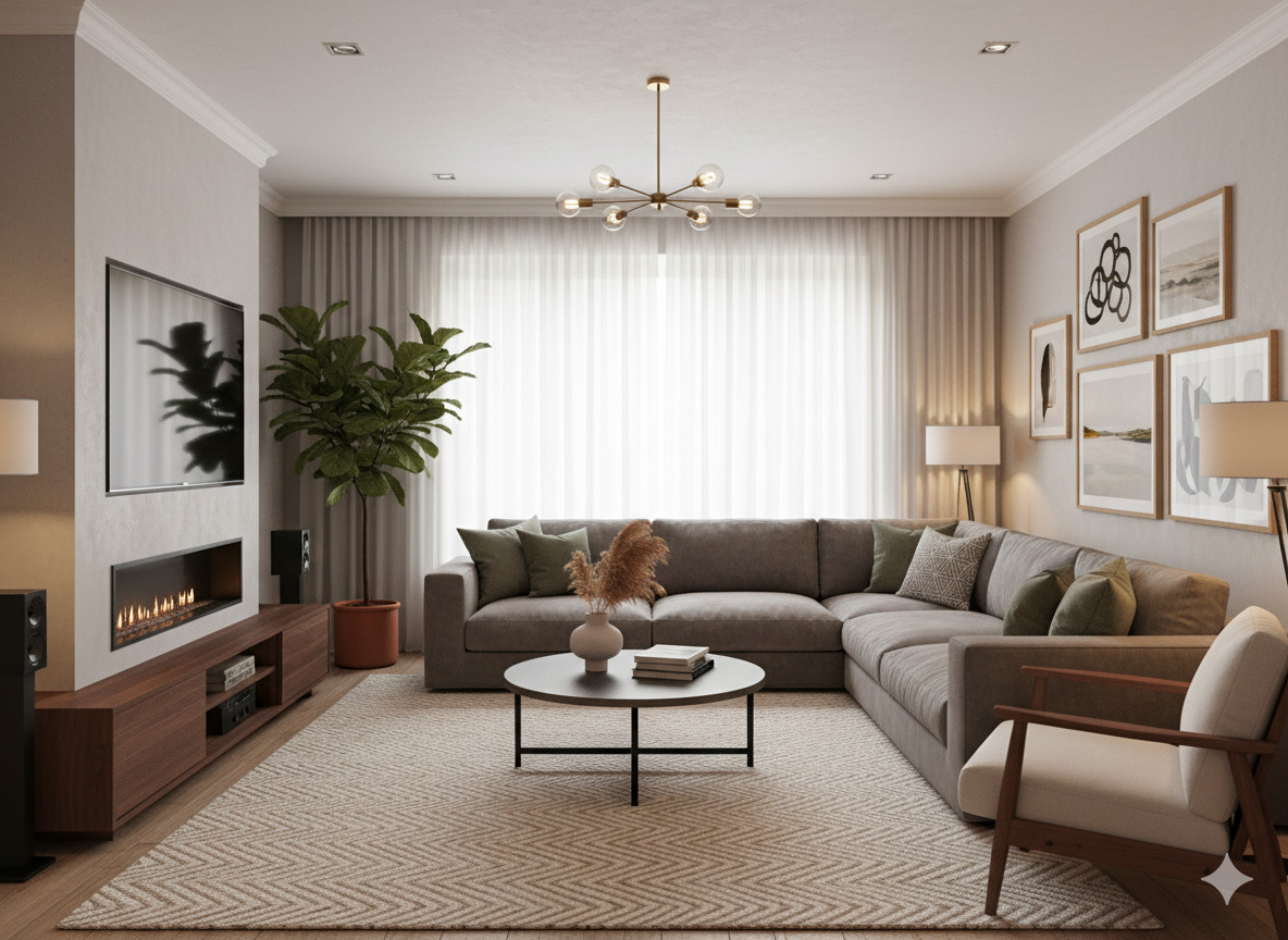 Diseño completo de sala de estar moderna